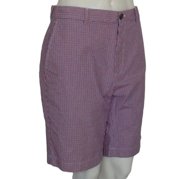 BROOKS BROS Shorts, 38, Blue/red micro plaid, Bermuda/Walking, Zipper, Pockets - Picture 2 of 12